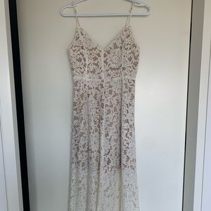 Lulu's Ivory Lace Midi Dress (Size S)